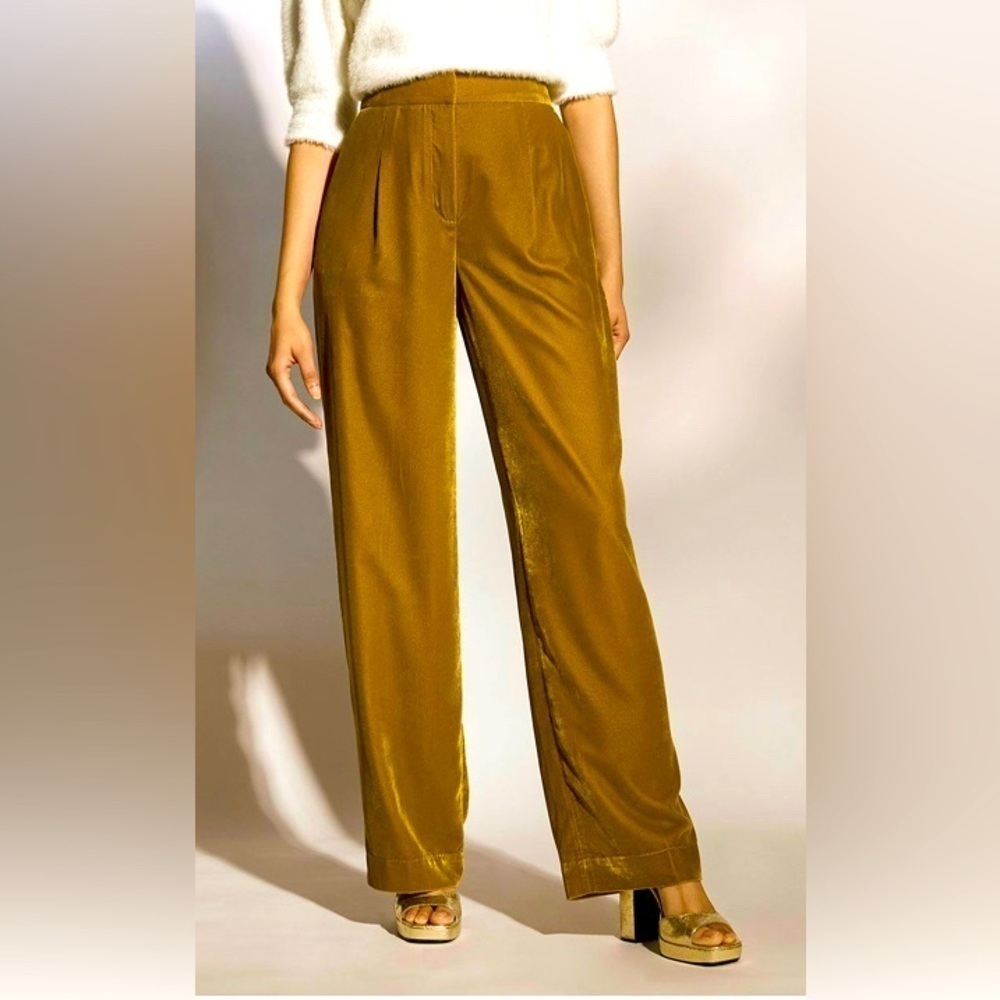 RW & CO Sz 10 Velour Pleated Front Pockets Straight Leg High Rise Trousers NEW